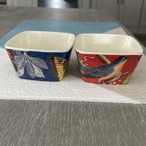 2 melamine small square serving “bowls”